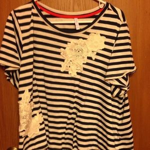 Navy Blue/White Striped Shirt Size 2X